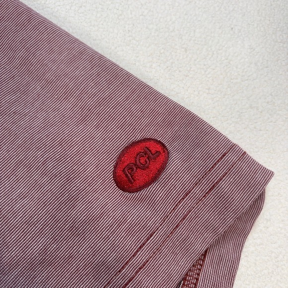 Travis Mathew Excursion Polo Men XL Red Micro Stripe Logo Pima Cotton Golf Shirt - Picture 10 of 16